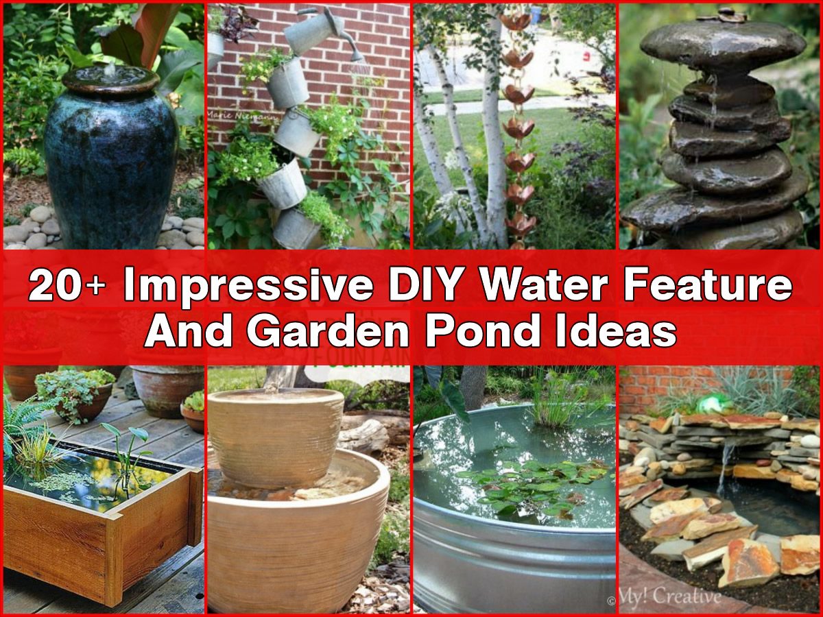 20+ Impressive DIY Water Feature And Garden Pond Ideas